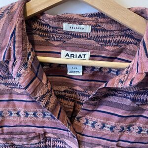 Ariat Real Women’s Pink Southwestern Shirt Large Western wear  Cowgirl Aztec